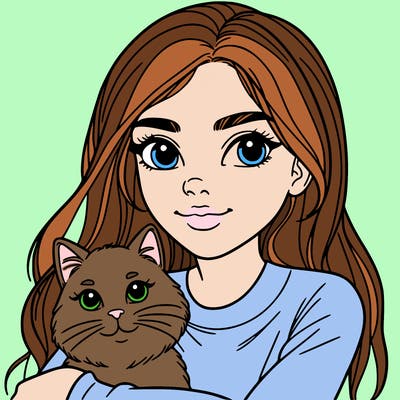 young woman with cat