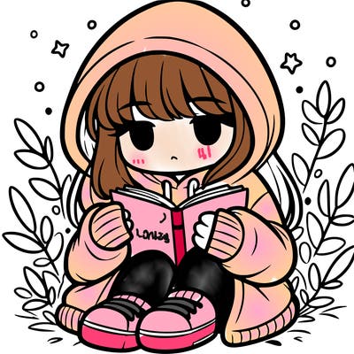 girl in oversized hoodie reading a book