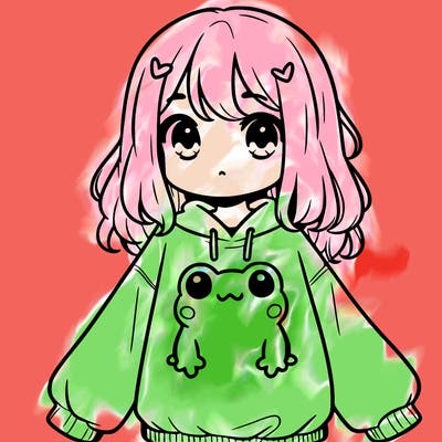 girl wearing frogging sweatshirt