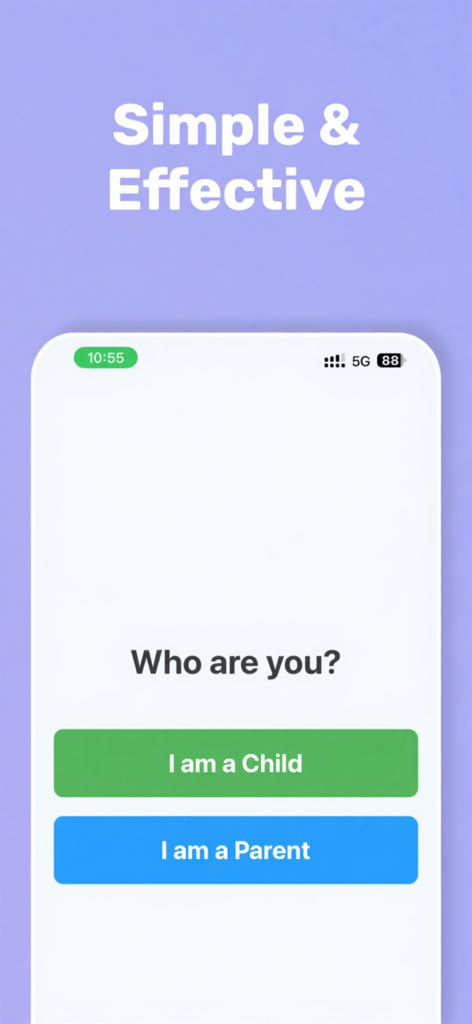Pantalla de inicio de la aplicación Talking Tiles AAC que muestra botones de selección de usuario para un niño o padre.