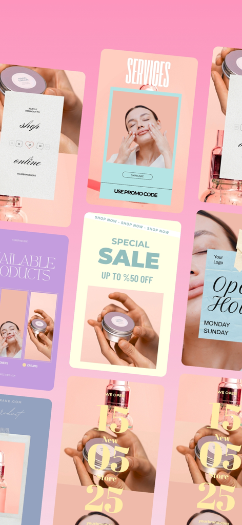 Reels & Story Maker: Storybeat - 製品紹介やセールプロモーションを特集した、Instagramストーリーやリール向けのさまざまな美的マーケティングテンプレート。