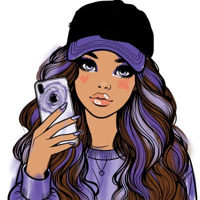 realistic beautiful girl wearing los ángeles cap holding an iphone