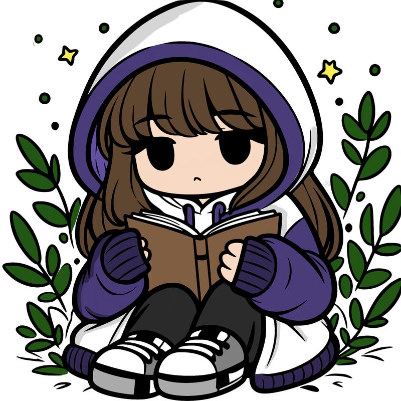 girl in oversized hoodie reading a book