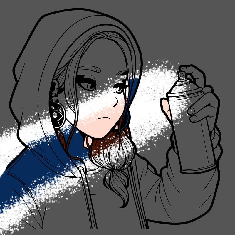 a realistic girl, spray painting