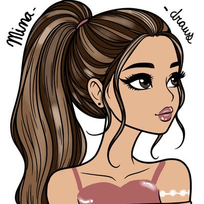 a beautiful and realistic girl with a high pony tail