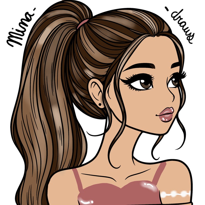 a beautiful and realistic girl with a high pony tail