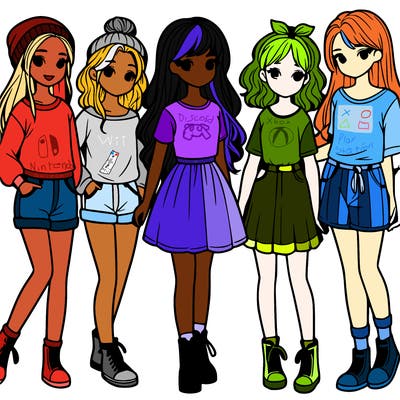 a group of five girls