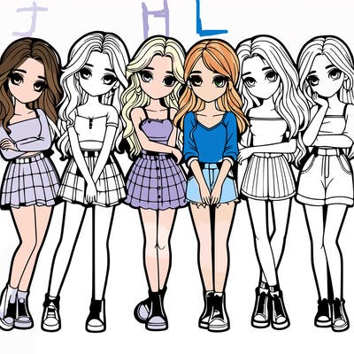 a group of girls realistic