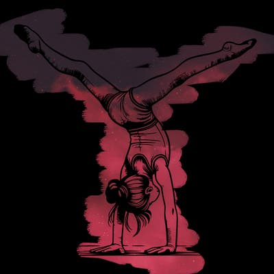 realistic gymnastic hand stand girl in four splits