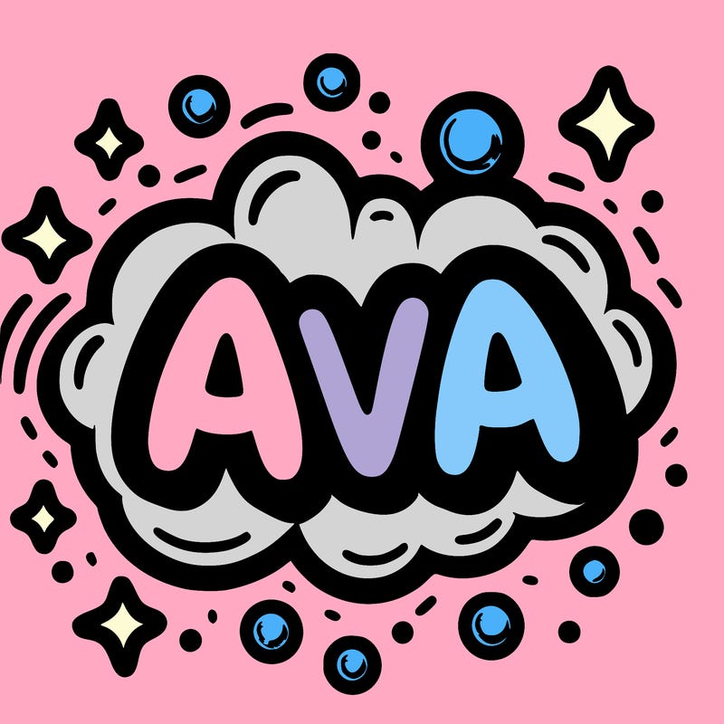 the name ava in bubble letters