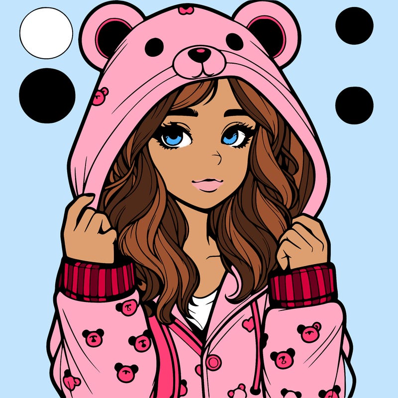 realistic girl in a animal pjs hoodie