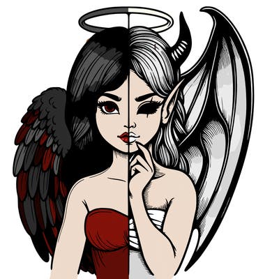 realistic angel half demon
