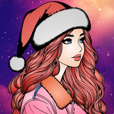 realistic girl in santa hat