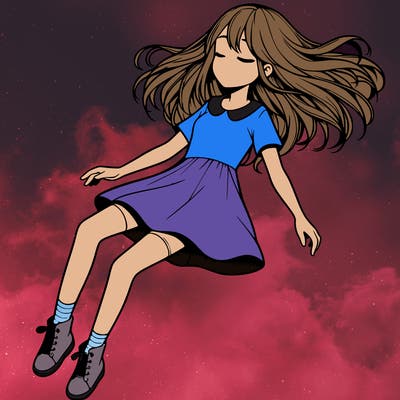 realistic girl floating