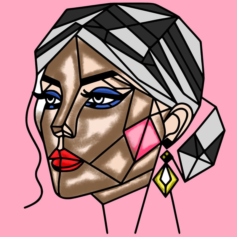 geometric art illustration of a woman's face
