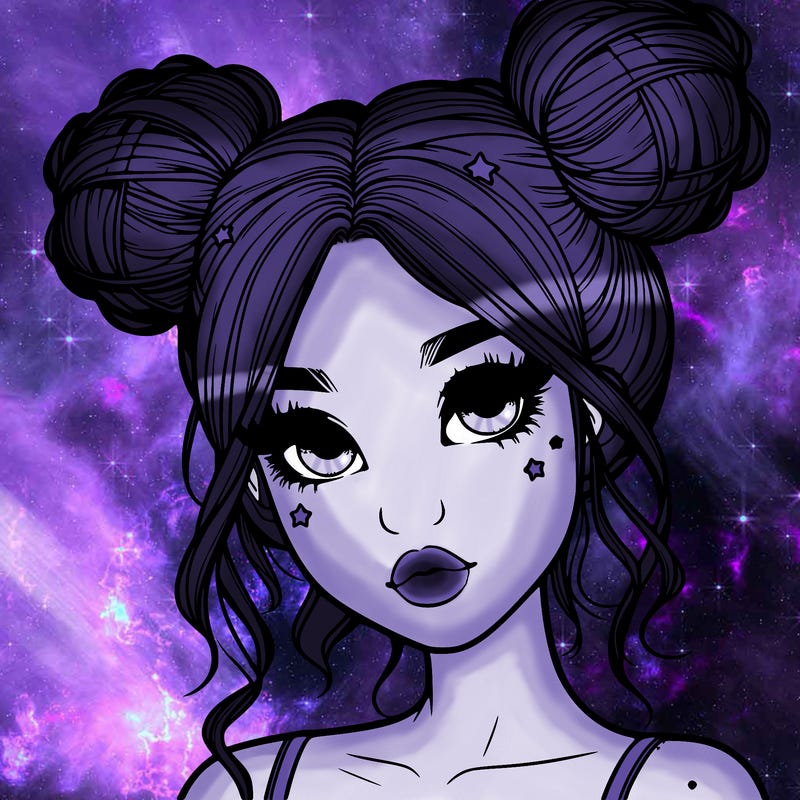 realistic girl with space buns