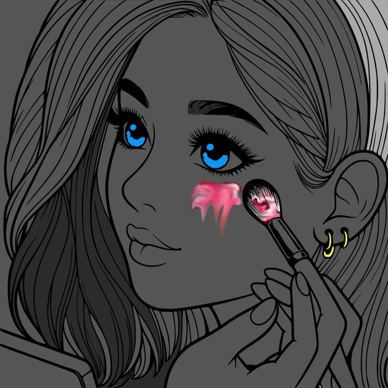 a realistic girl doing her makeup