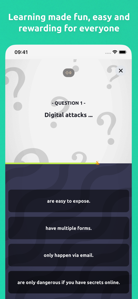 Motimate - A multiple choice quiz question on the Motimate mobile training app.