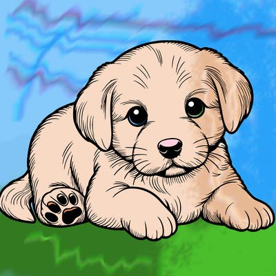 a cute realistic puppy