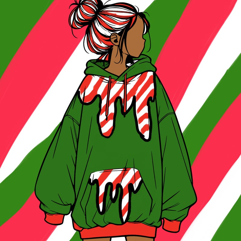 realistic girl with a oversized sweatshirt on and a bun