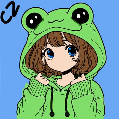 a cute teenage girl wearing a frog hoodie
