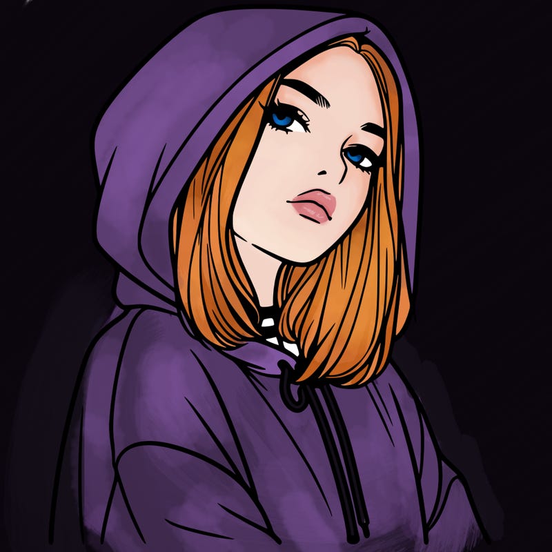 a realistic girl in a hoodie