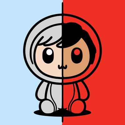 split down the middle