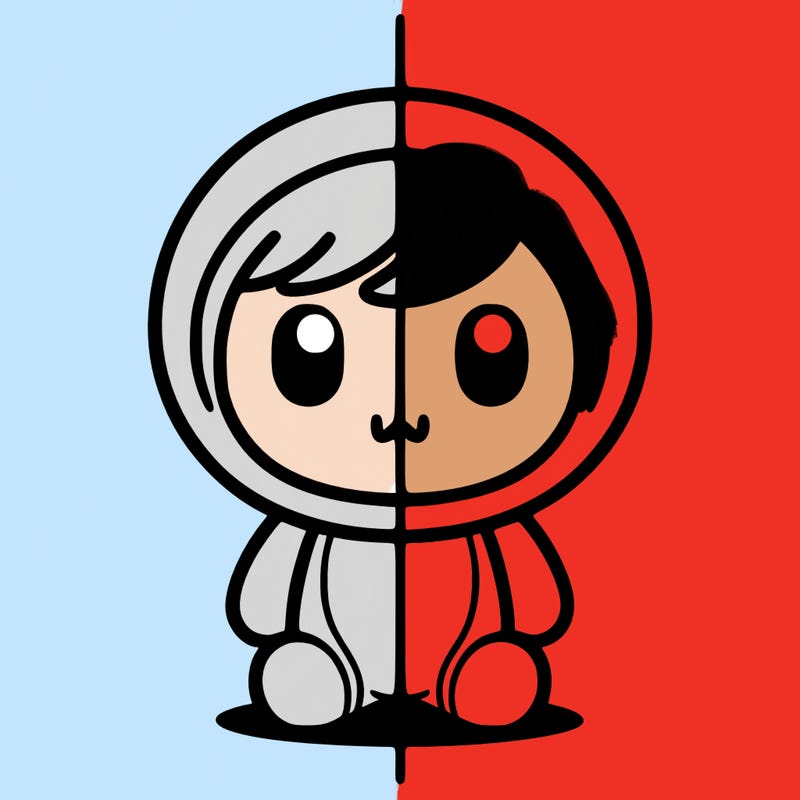 split down the middle