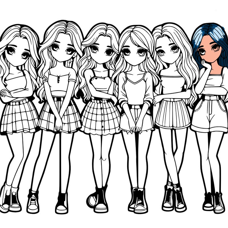 a group of girls realistic