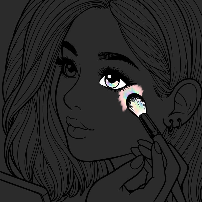 a realistic girl doing her makeup