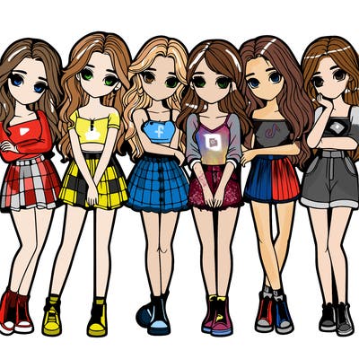 a group of girls realistic