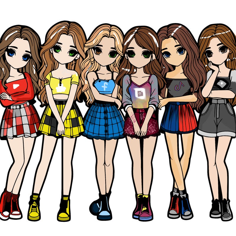 a group of girls realistic