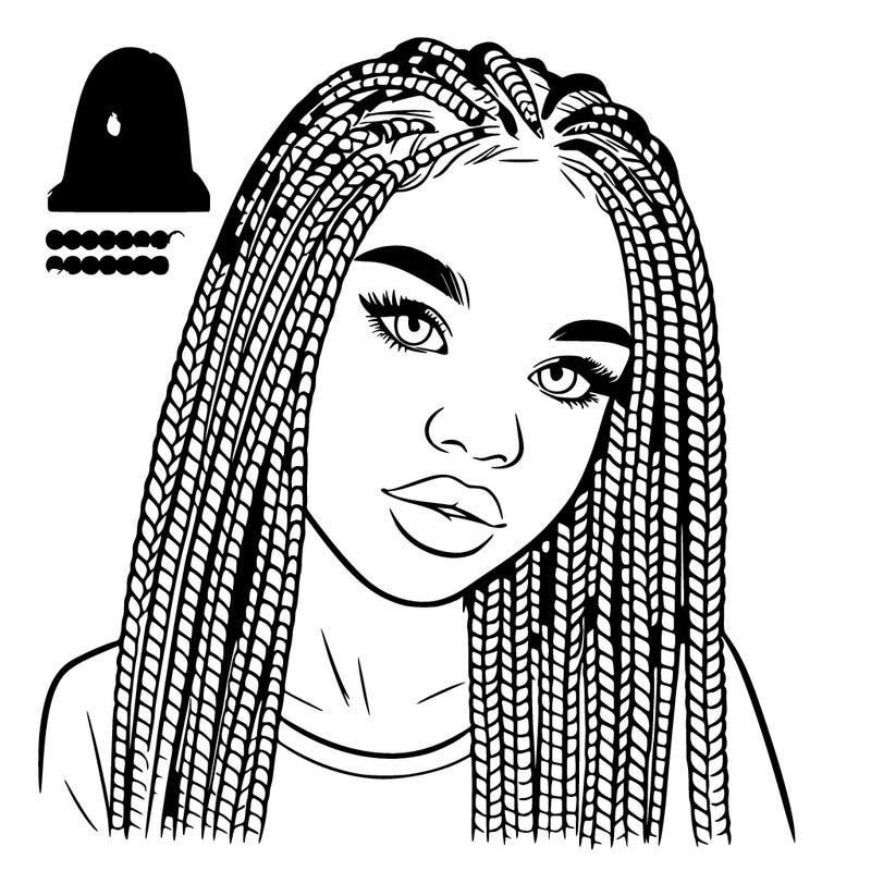 realistic girl with box braids
