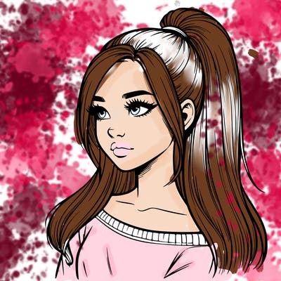 realistic girl with a high ponytail