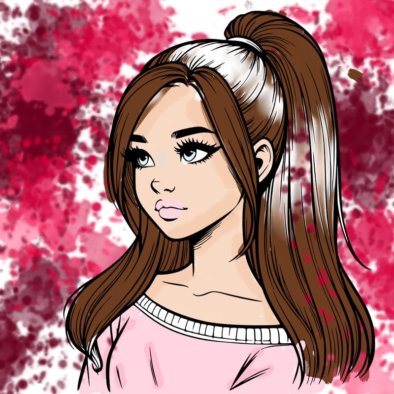 realistic girl with a high ponytail