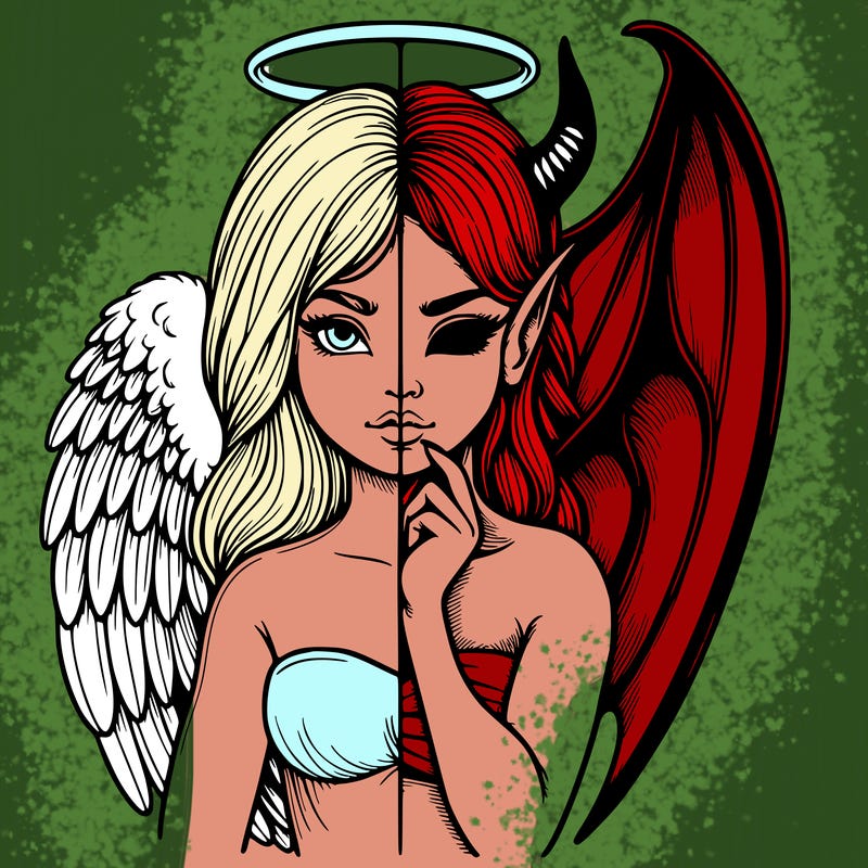 realistic angel half demon