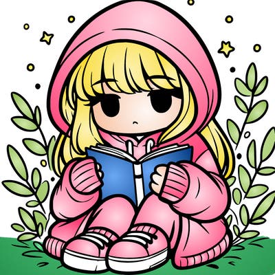 girl in oversized hoodie reading a book