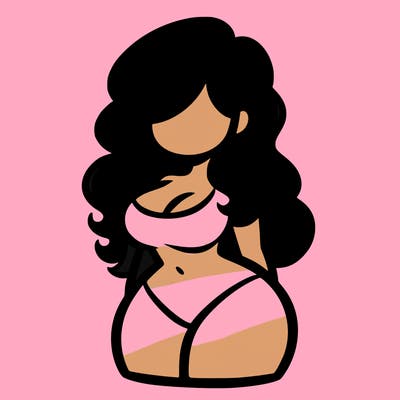 curvy woman with hair