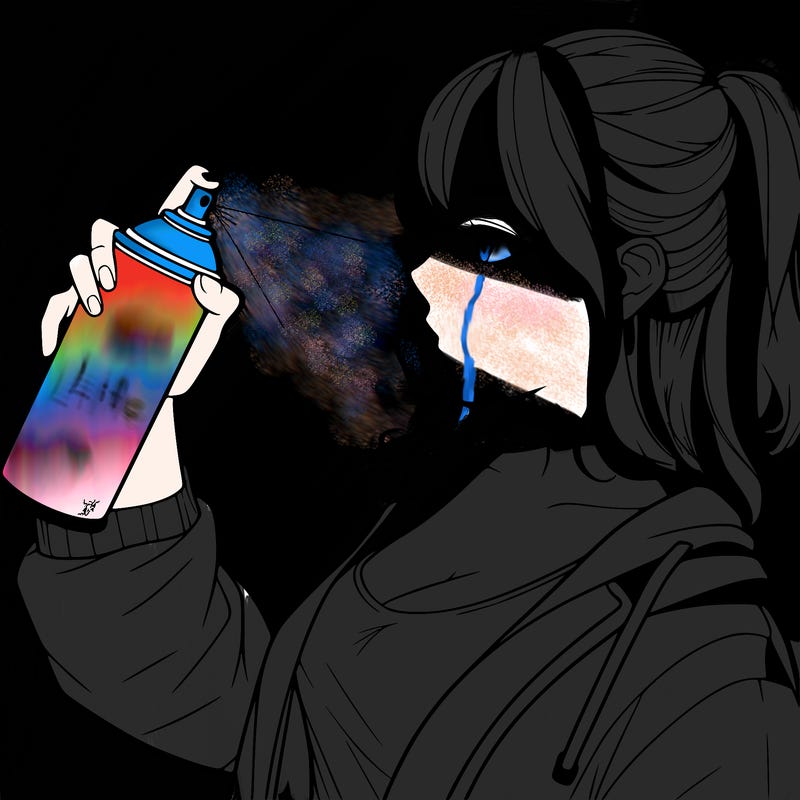 a realistic girl spray, painting