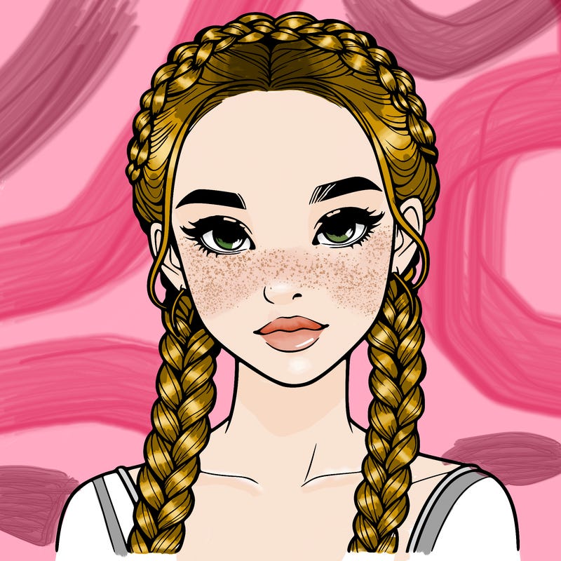 realistic girl with braids