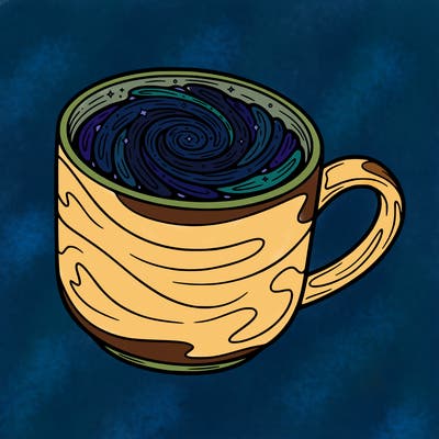 the galaxy night sky brewing inside a mug