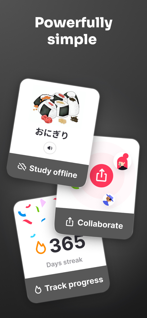 Noji: Study with Flashcards - O aplicativo Noji exibe recursos para estudo offline, colaboração com outros usuários e um rastreador de progresso de série de 365 dias.