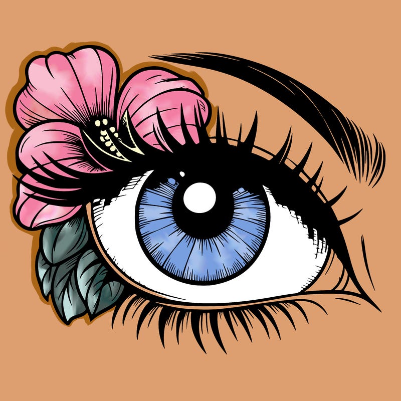 realistic eye with flower