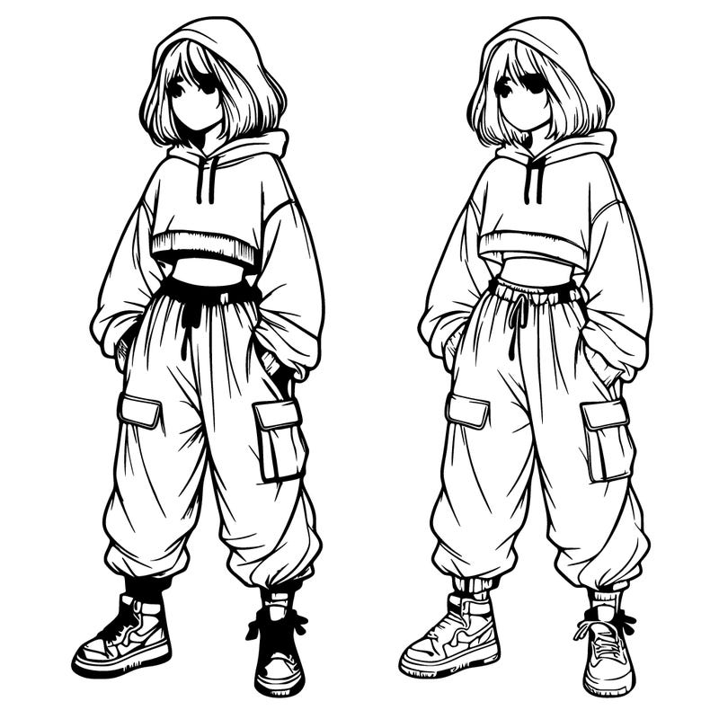 realistic girl with baggy clothes