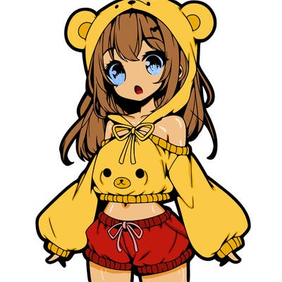 anime girl with teddy bear outfit