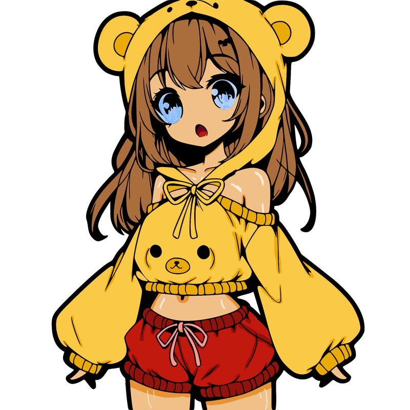 anime girl with teddy bear outfit