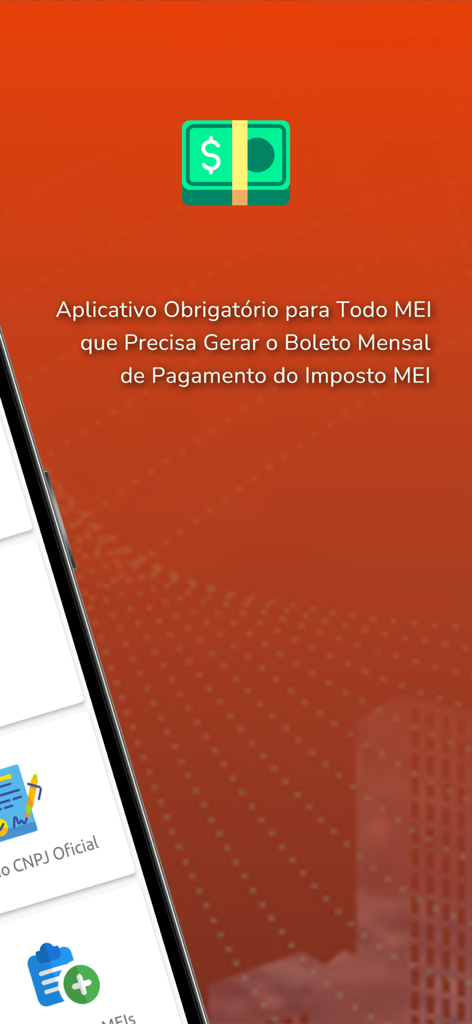 DAS MEI - Emitir Boleto MEI - Pantalla de introducción de la aplicación DAS MEI que explica su uso para generar boletas de pago de impuestos mensuales para microempresarios