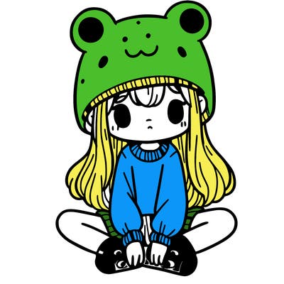 a girl wearing a frog hat and some frog socks