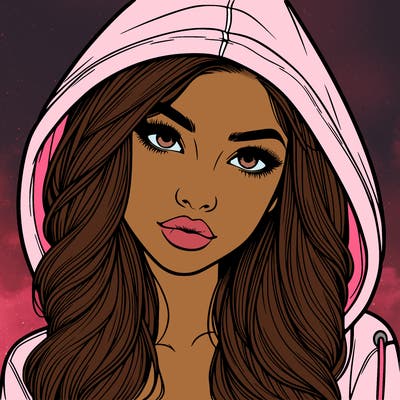 realistic beautiful girl with a hood on
