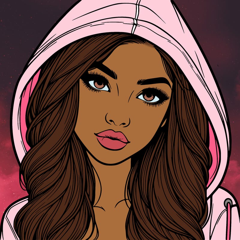 realistic beautiful girl with a hood on